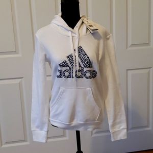 Stylish ADIDAS Zebra Print White Hoodie NWT Size Small